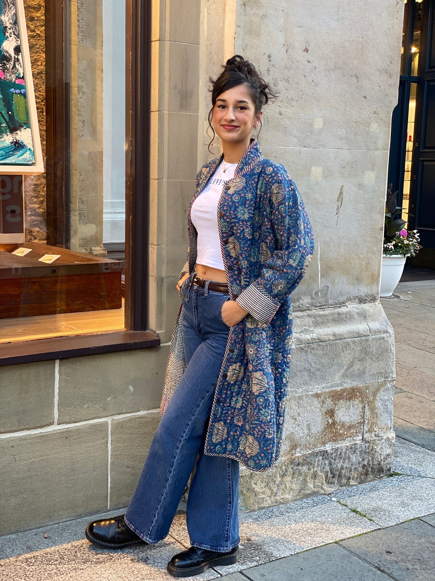 Inky Blue Flora Quilted Jacket