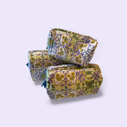 Spring Garden handblock print cosmetic bags