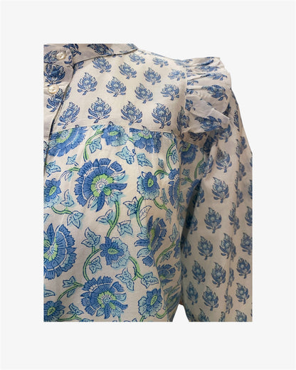 Blue Blooms Print Top
