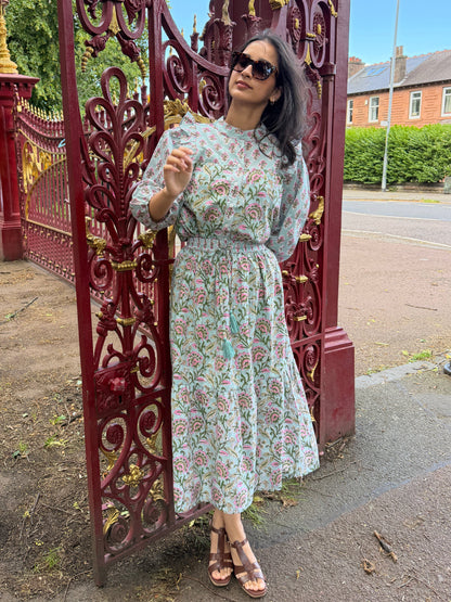 Duck-egg bloom Midi skirt