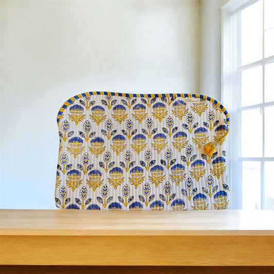 Blue & Yellow Booti Quilted Laptop Sleeve