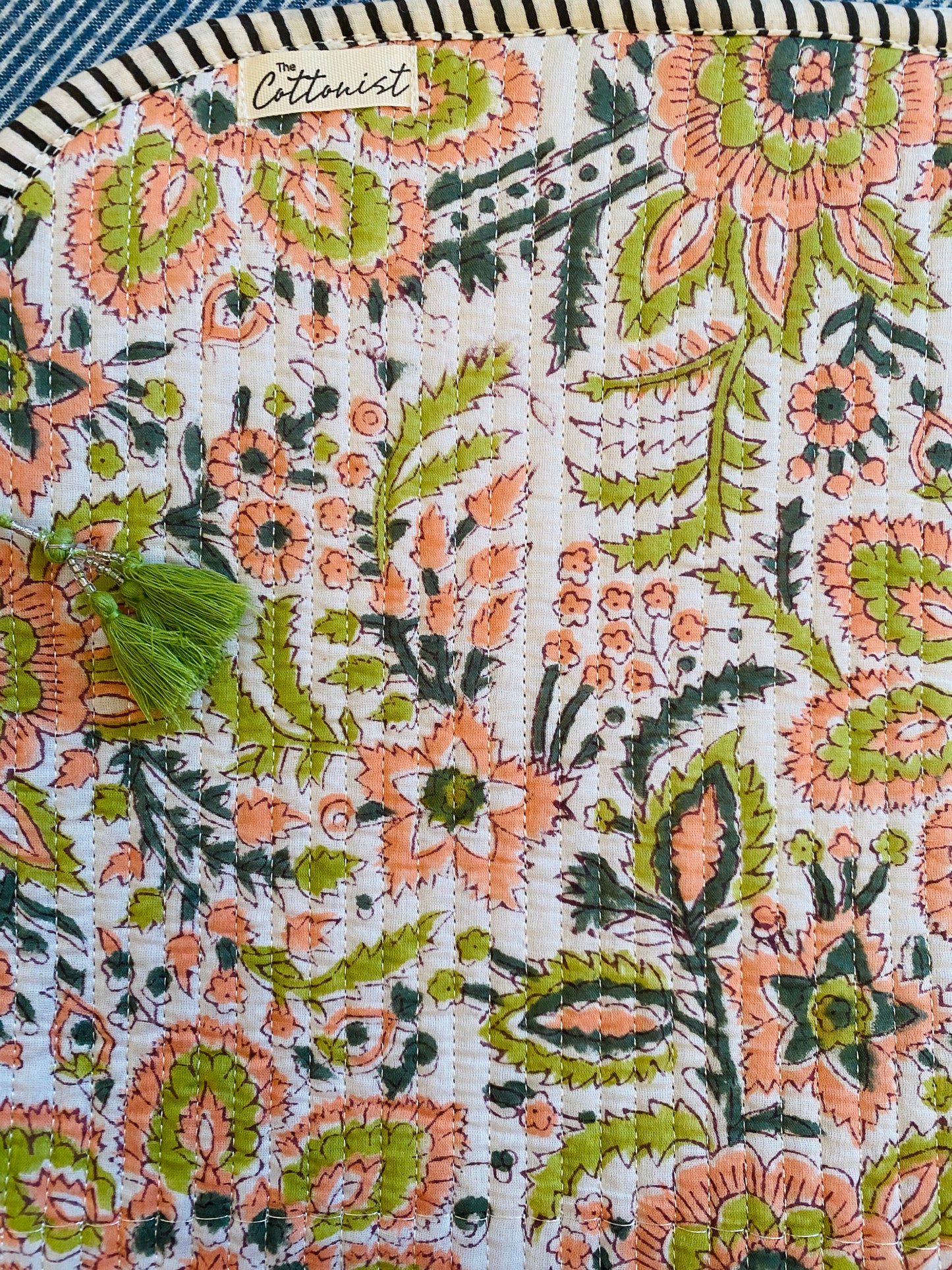 Peach and Lime Florals Quilted Laptop Sleeve