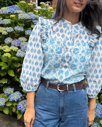 Blue Blooms Print Top