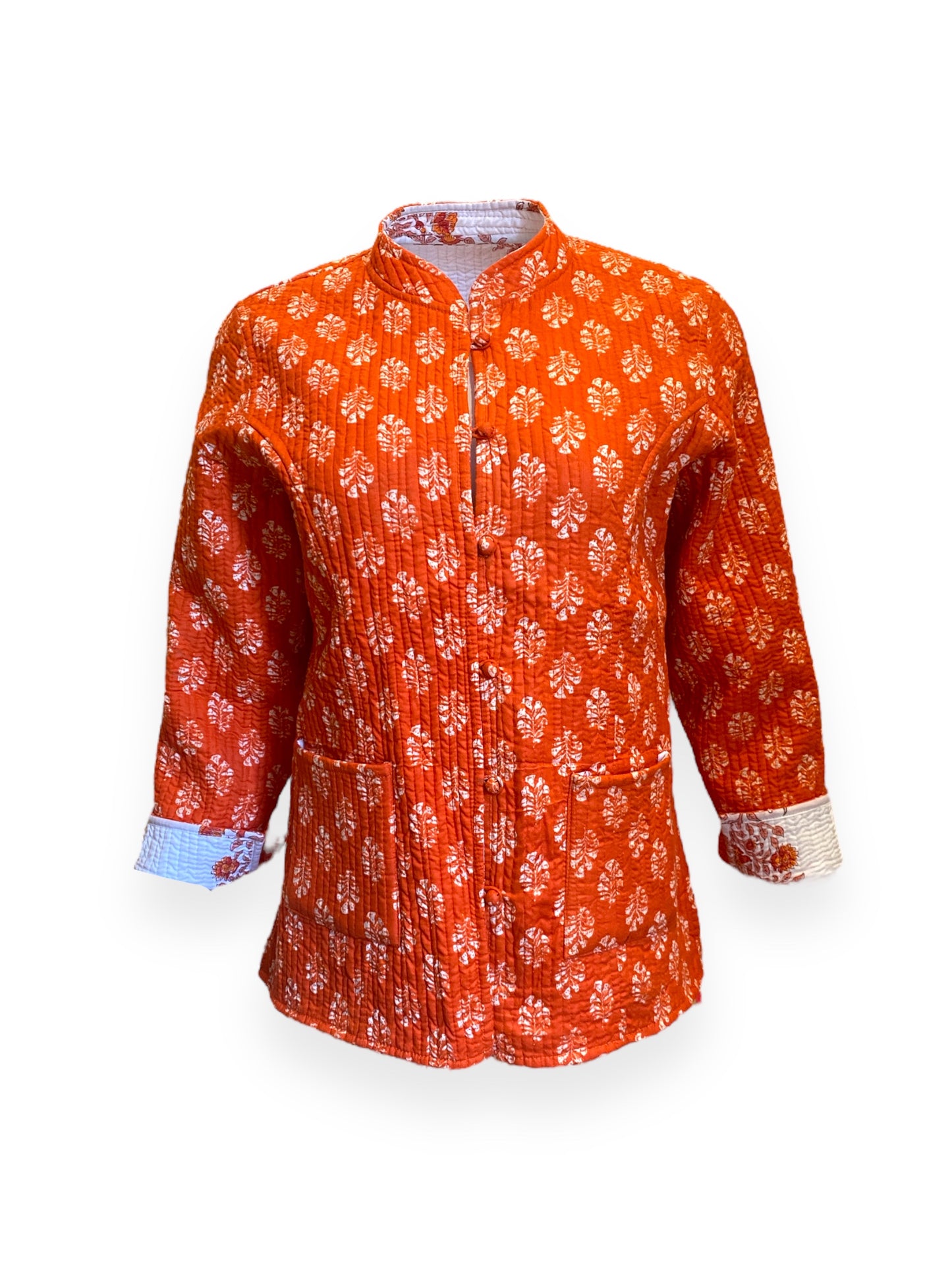 Tangerine & Cream Booti print Reversible jacket