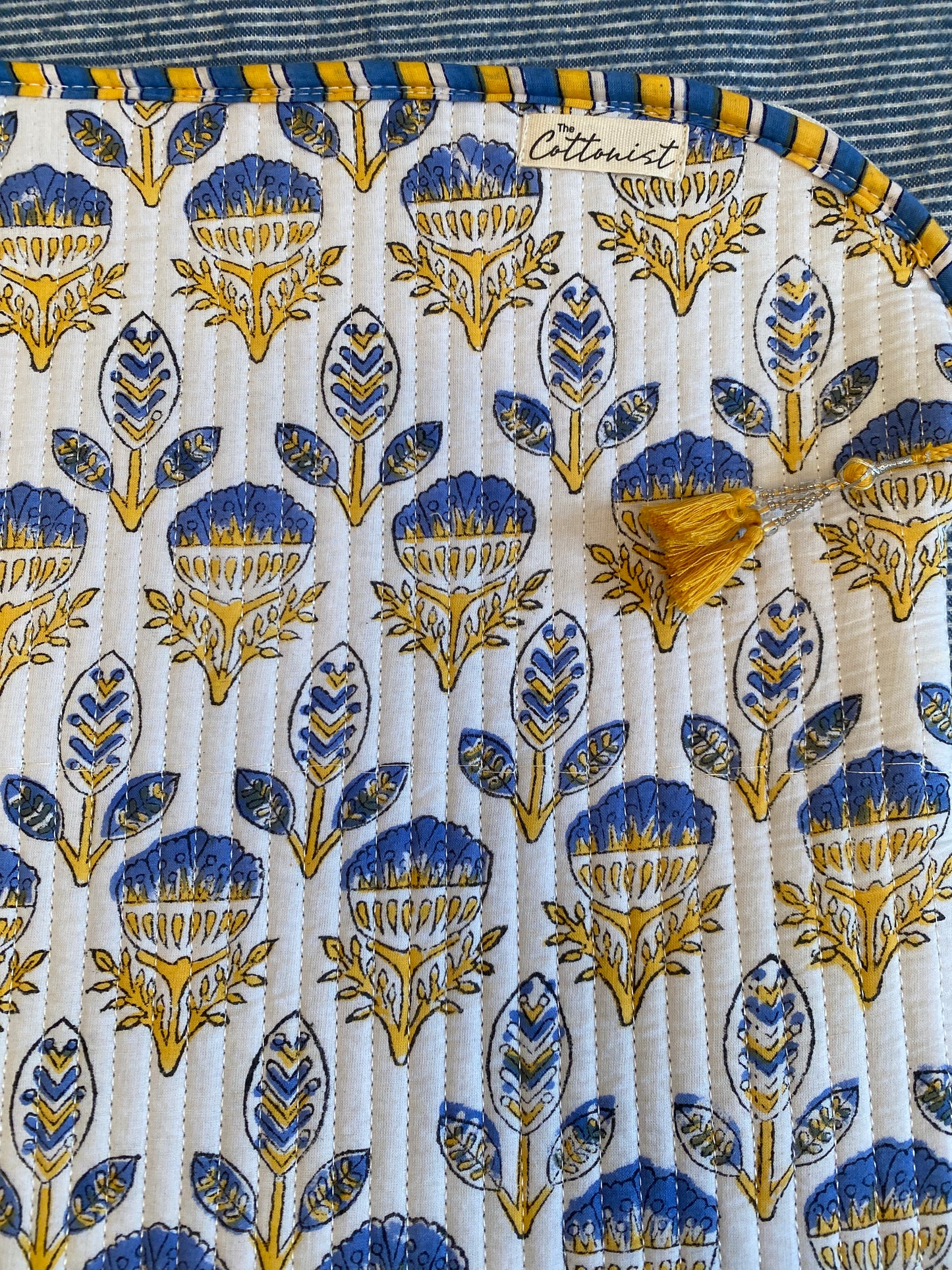 Blue & Yellow Booti Quilted Laptop Sleeve