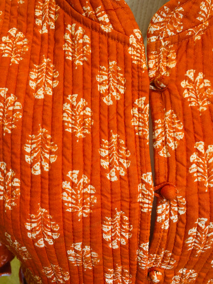 Tangerine & Cream Booti print Reversible jacket