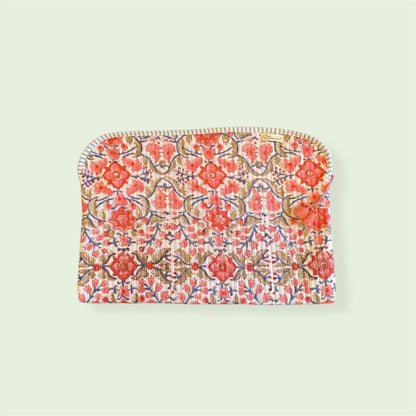 Peachy Pink Floral Jaal Quilted Laptop Sleeve