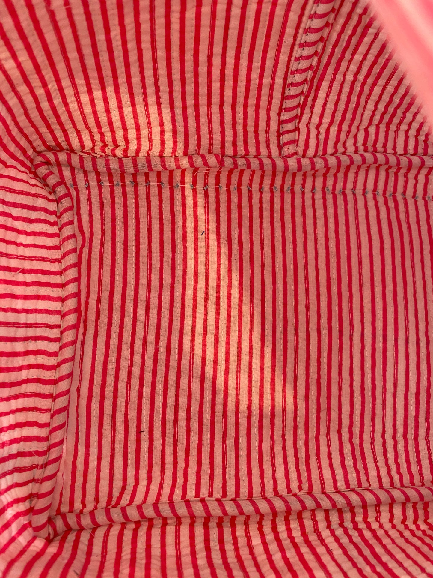 Soft Teal Handblock printed structured cosmetic bag / Travel kit