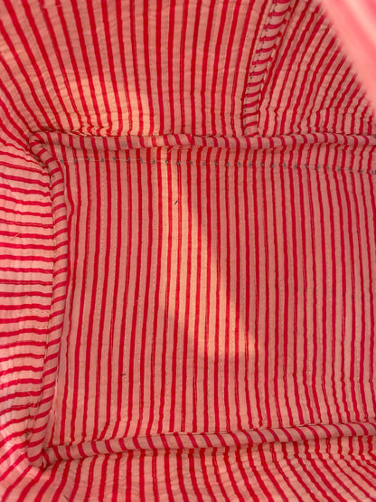 Soft Teal Handblock printed structured cosmetic bag / Travel kit