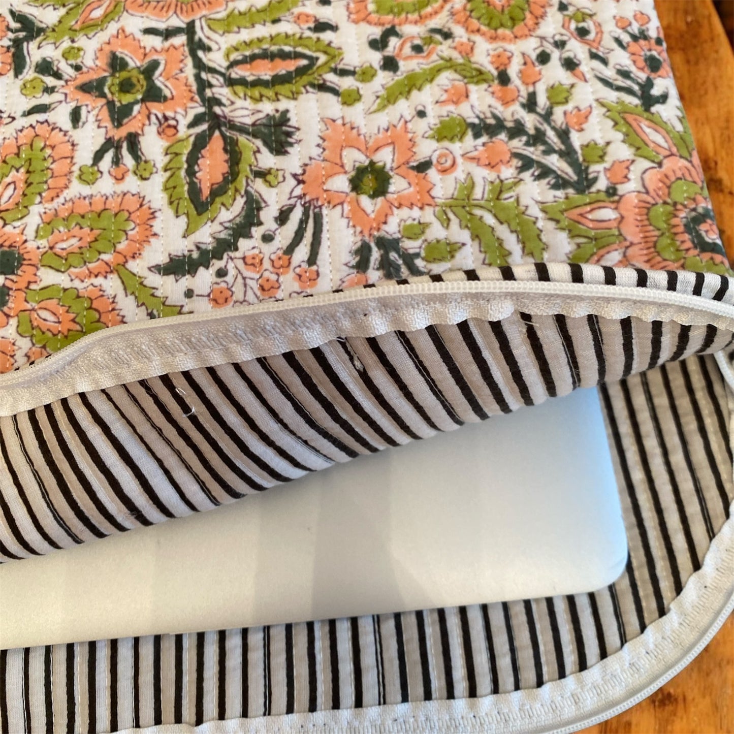 Peach and Lime Florals Quilted Laptop Sleeve