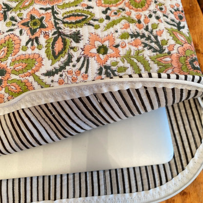 Peach and Lime Florals Quilted Laptop Sleeve