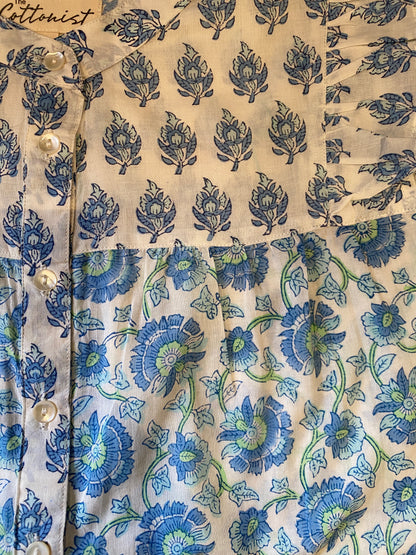 Blue Blooms Print Top