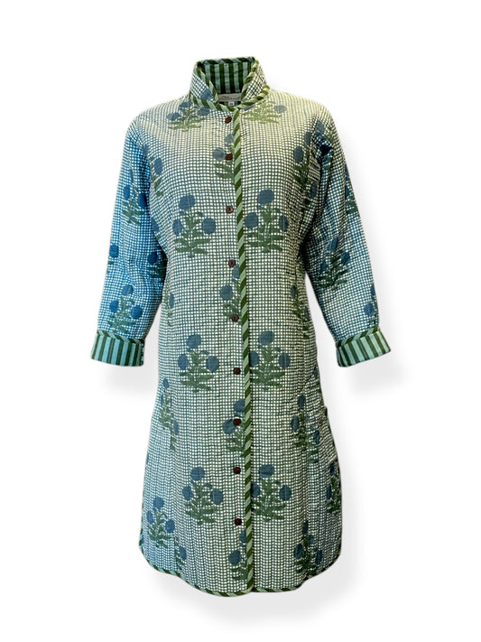 Forest Green Check Flora Quilted Jacket