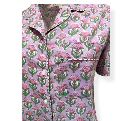 Lilac Rosebuds print shorts set