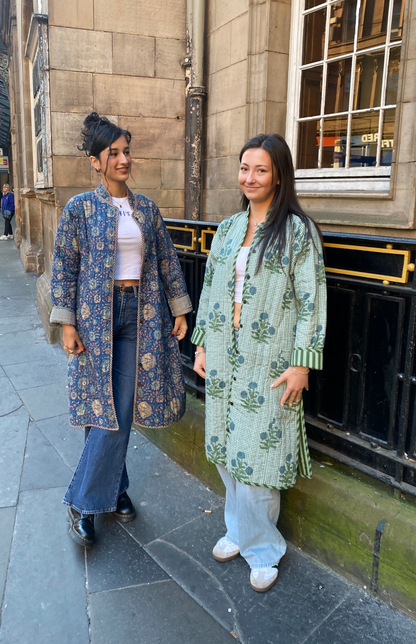 Inky Blue Flora Quilted Jacket