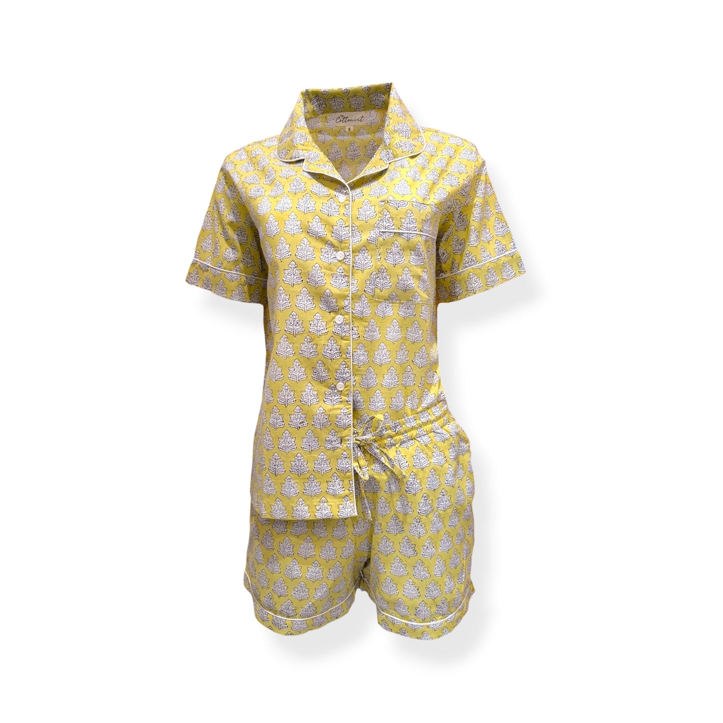 Banana Yellow phoolpati print short set