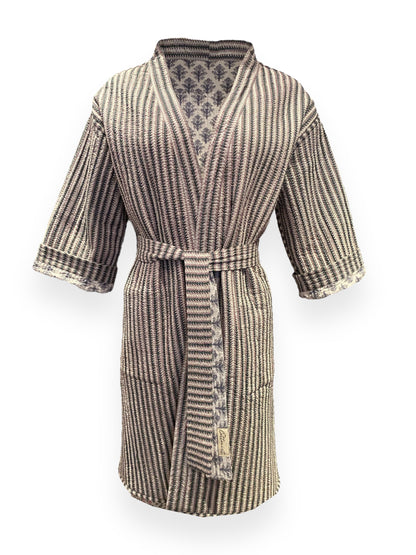 Grey Booti Reversible Quilted Kimono robe