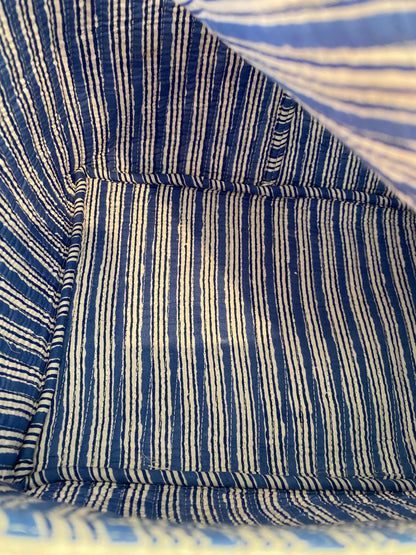 Beautiful Blue Handblock printed structured cosmetic bag / Travel kit