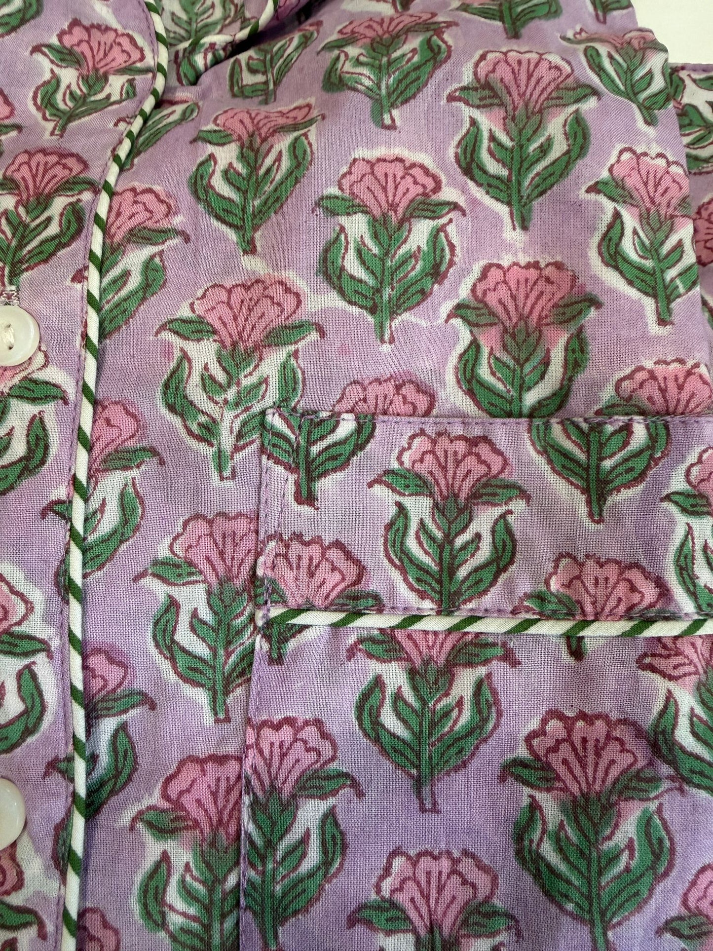 Lilac Rosebuds print shorts set