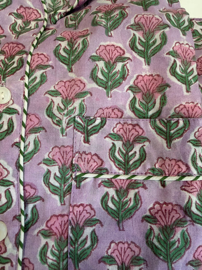 Lilac Rosebuds print shorts set