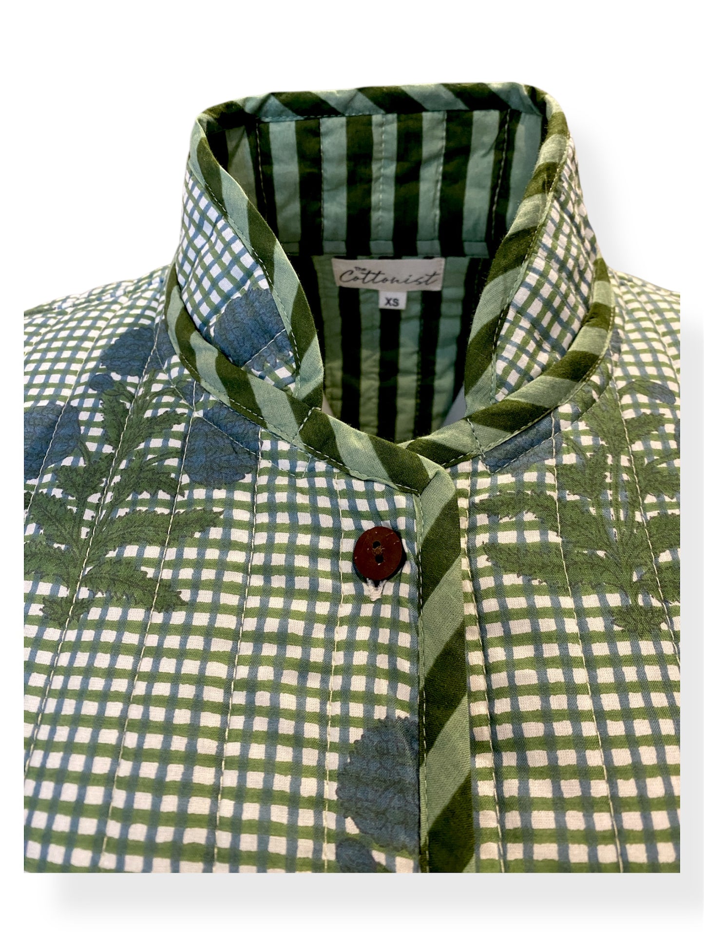 Forest Green Check Flora Quilted Jacket