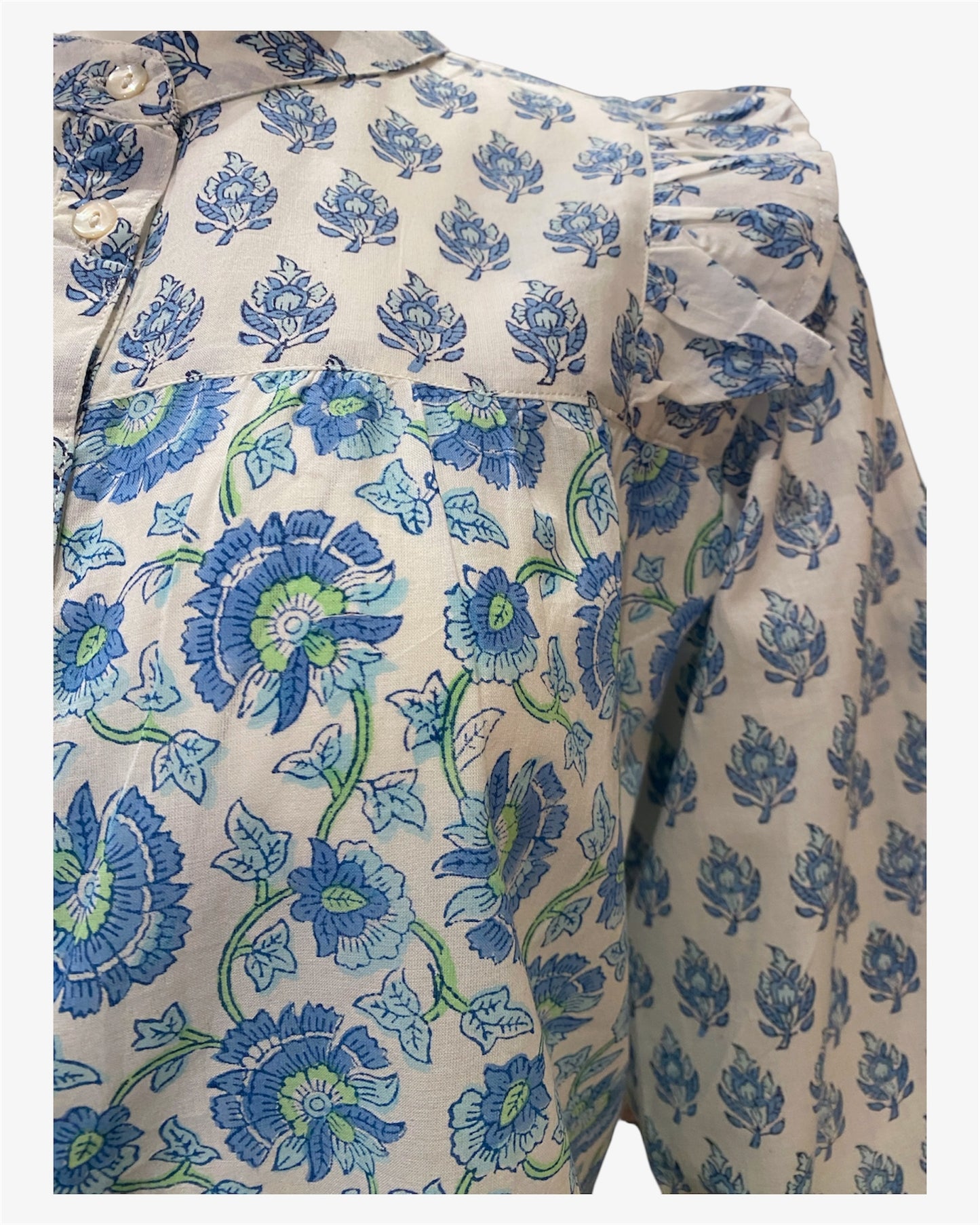 Blue Blooms Print Top