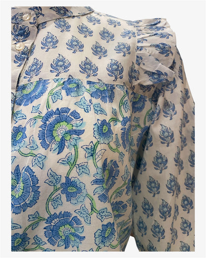 Blue Blooms Print Top