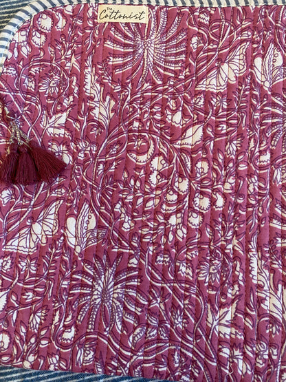 Berry Pink Jaal Quilted Laptop Sleeve