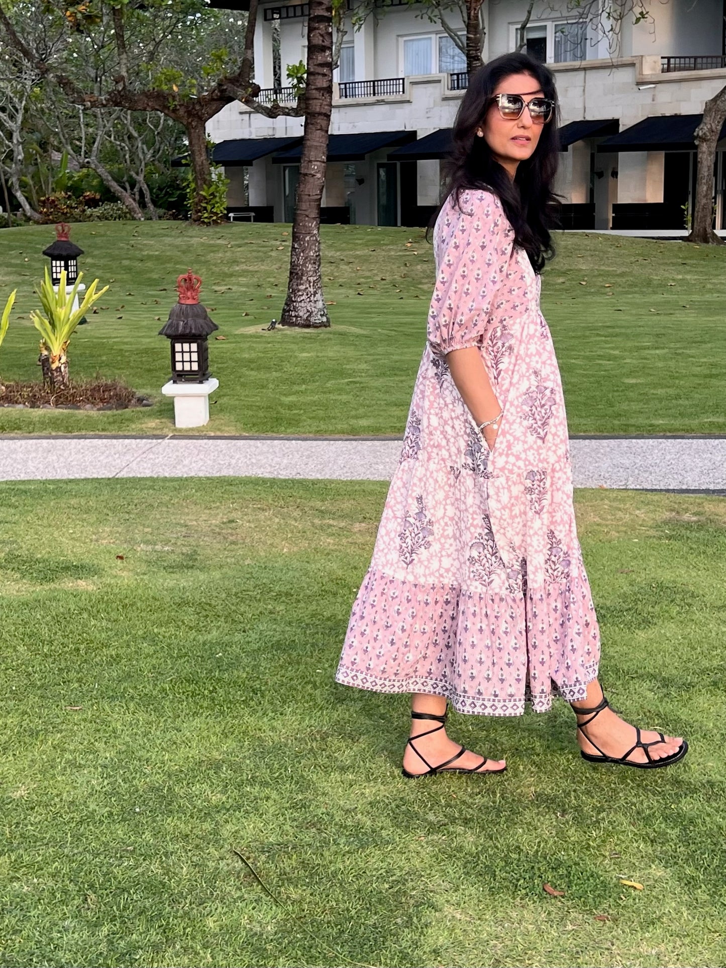 Muted Mauve Floral Midi Dress
