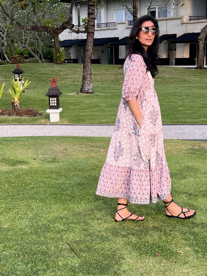 Muted Mauve Floral Midi Dress
