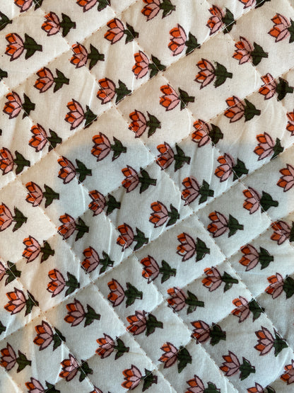 Coral Burst Bahaar Booti Reversible Quilted Gilet