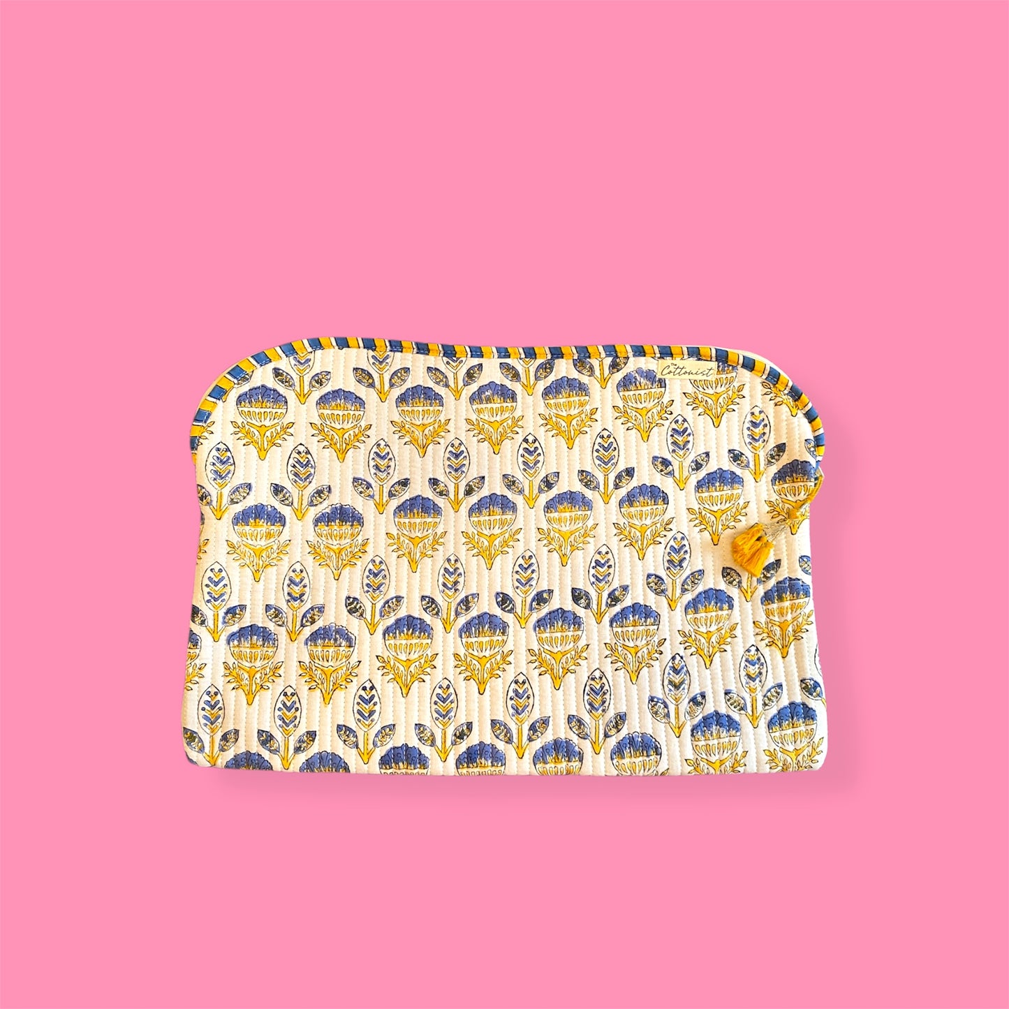 Blue & Yellow Booti Quilted Laptop Sleeve