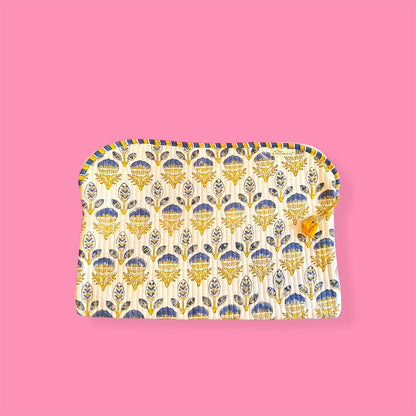 Blue & Yellow Booti Quilted Laptop Sleeve