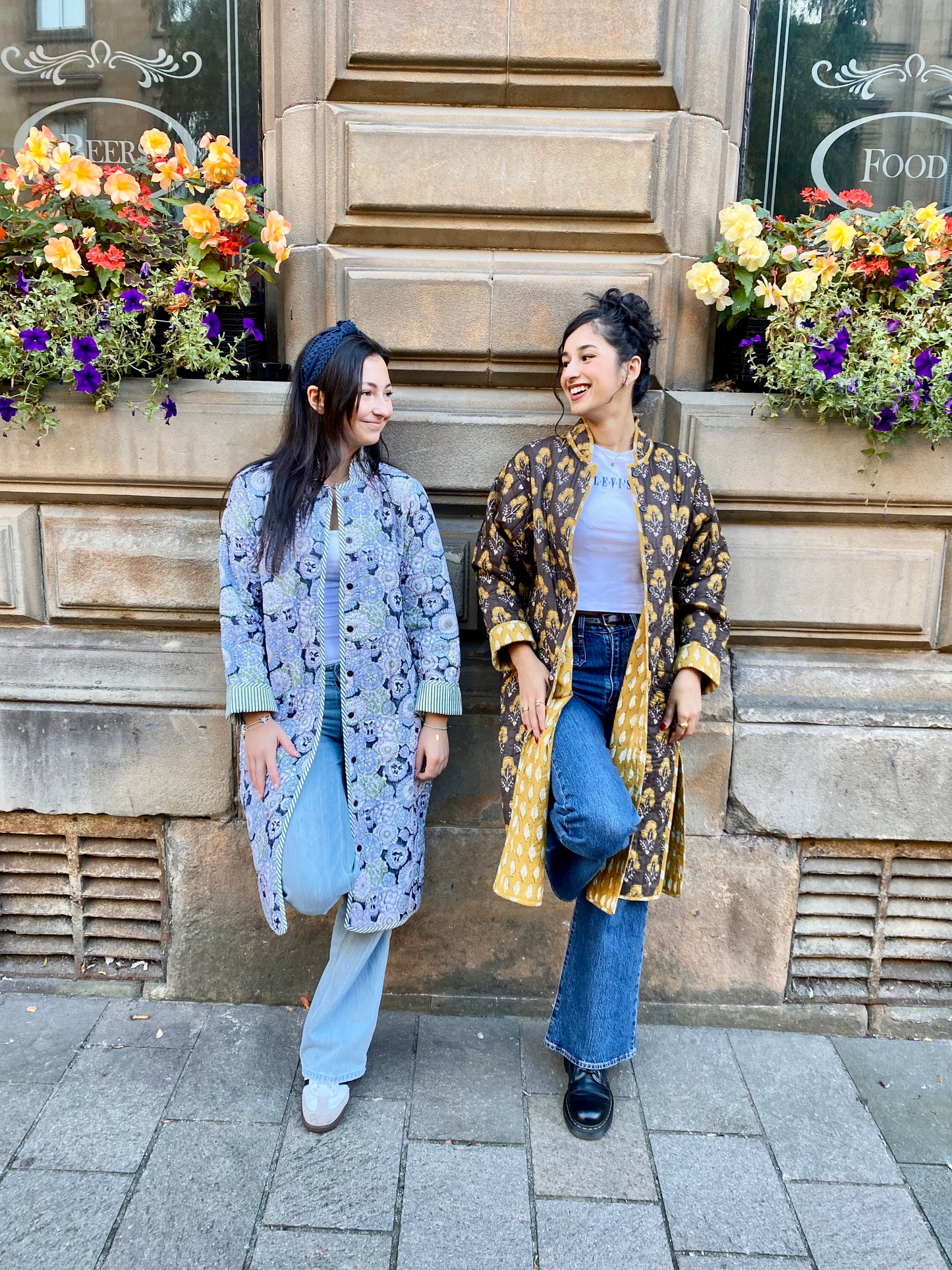 Coffee Mustard Flora Quilted Jacket