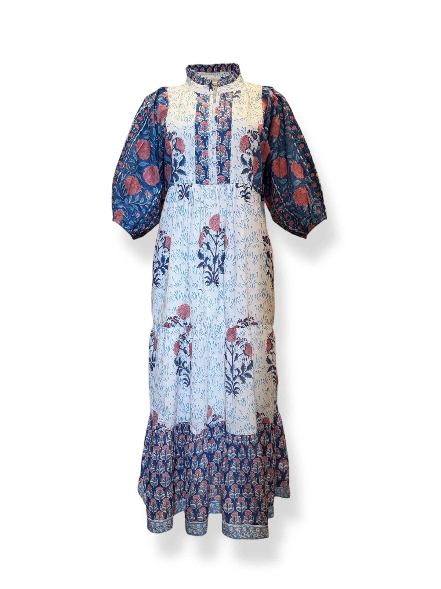 Indigo Garden Floral Midi Dress