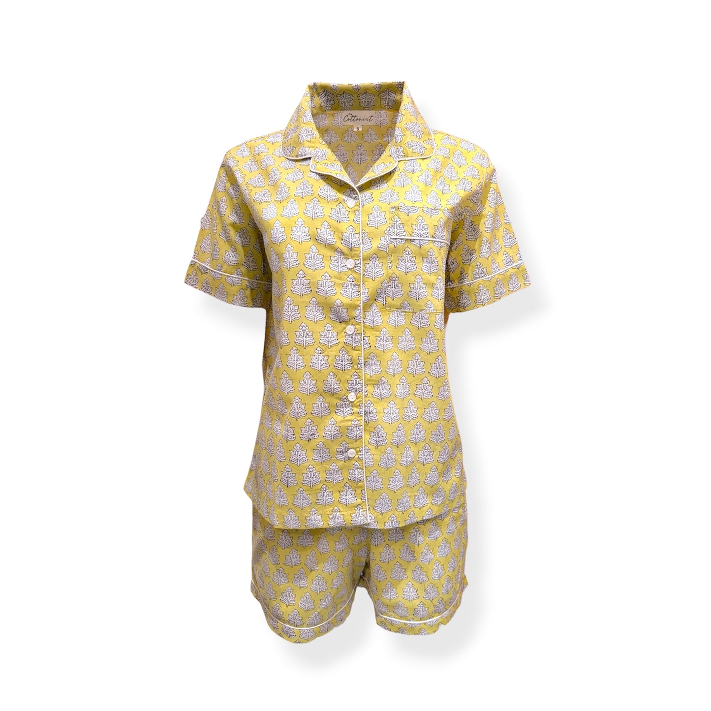 Banana Yellow phoolpati print short set
