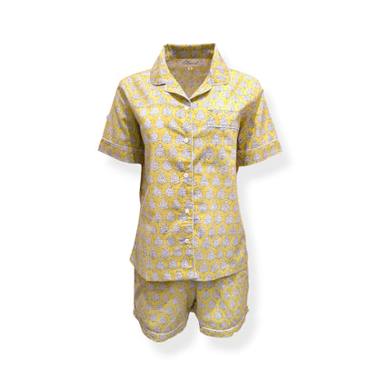 Banana Yellow phoolpati print short set