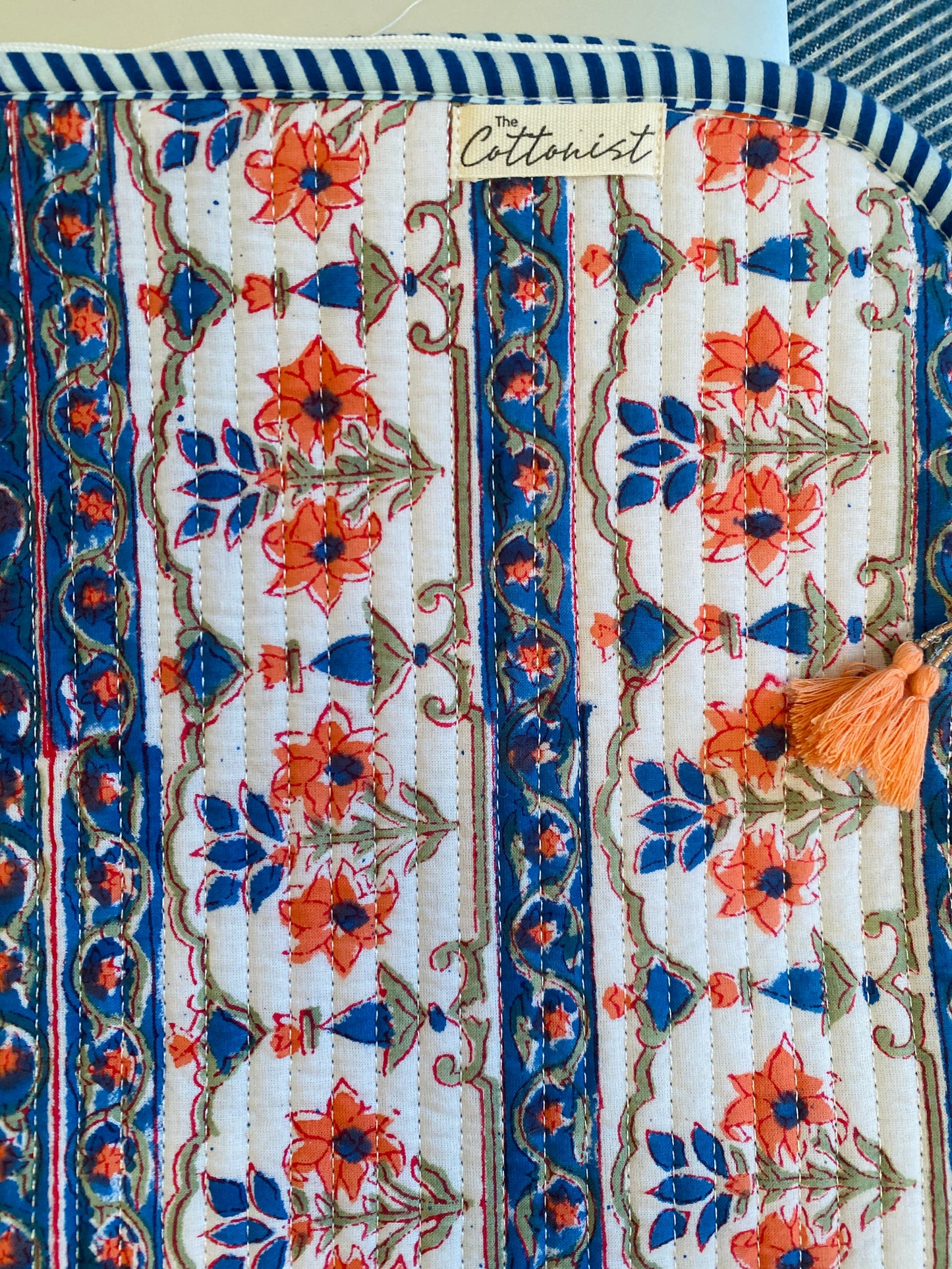 Coral & Blue Quilted Laptop Sleeve