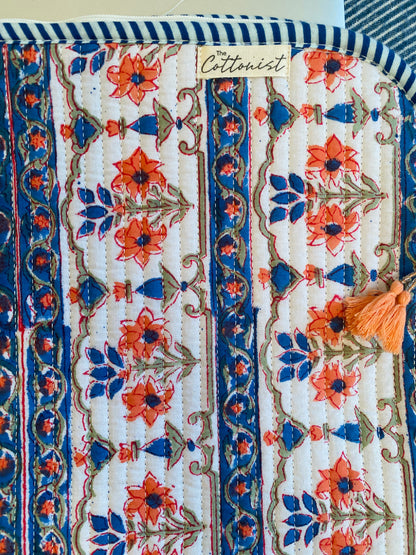 Coral & Blue Quilted Laptop Sleeve