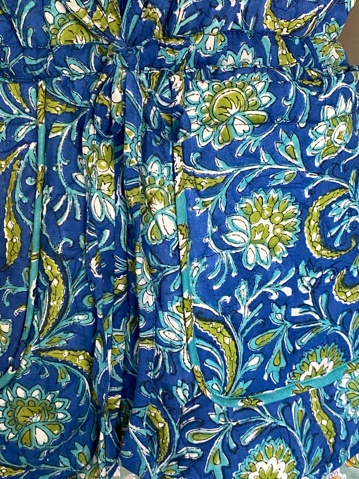 Turquoise Blue Bahaar Booti Reversible Quilted Gilet