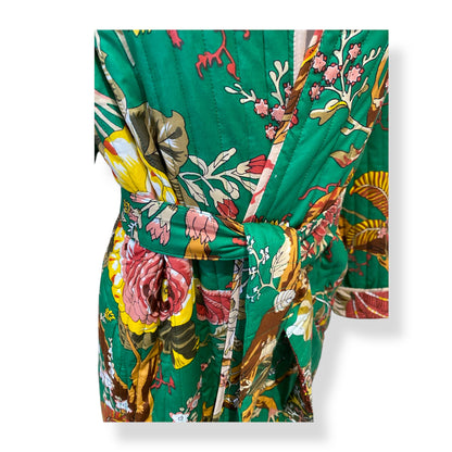 Gulmohar handblock print Reversible Quilted Kimono robe