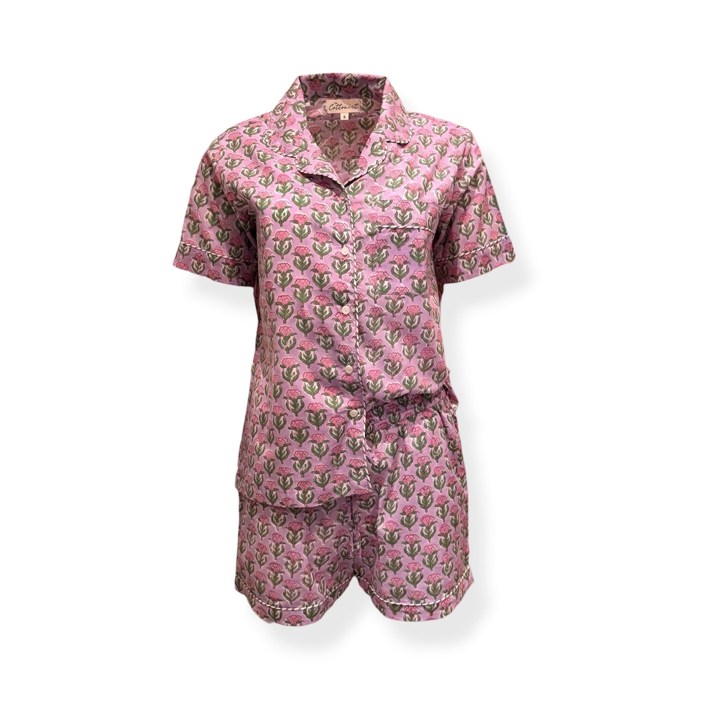 Lilac Rosebuds print shorts set