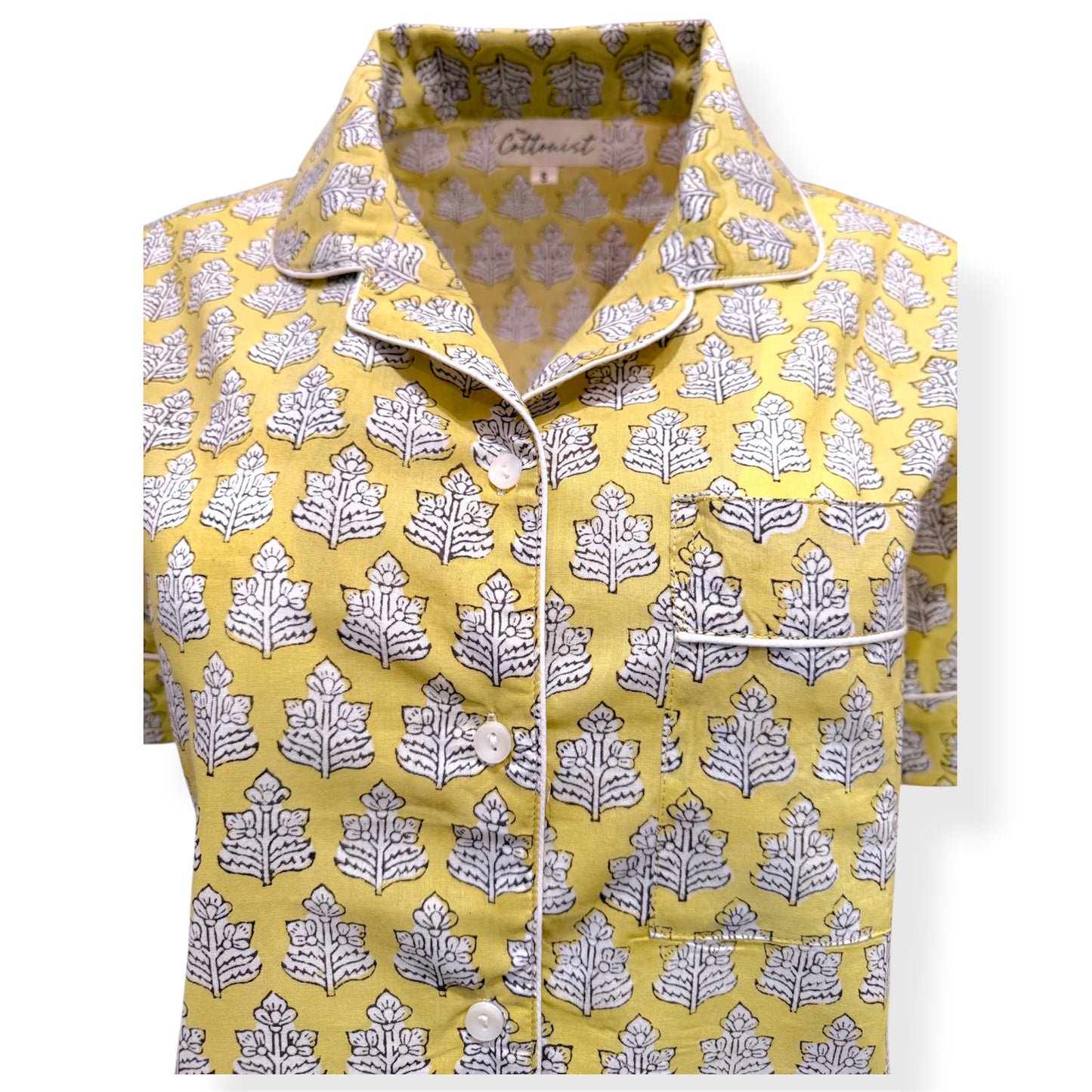 Banana Yellow phoolpati print short set