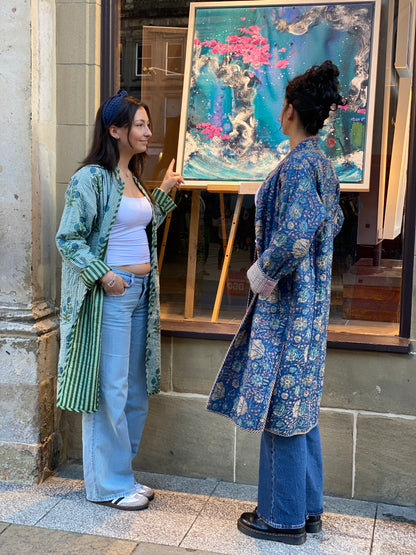 Forest Green Check Flora Quilted Jacket