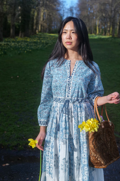 Blue Blossom Midi Dress