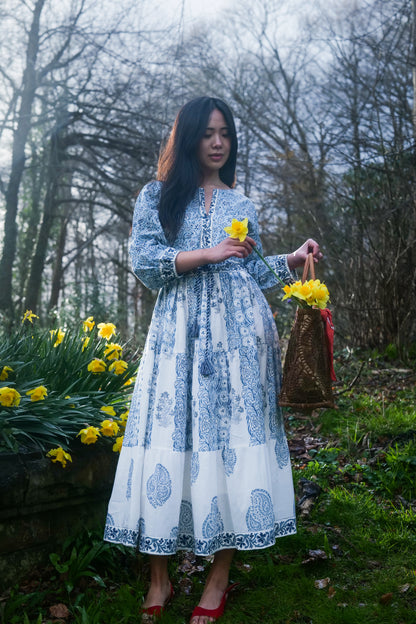 Blue Blossom Midi Dress