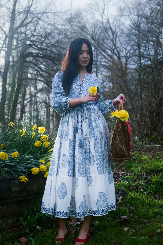 Blue Blossom Midi Dress