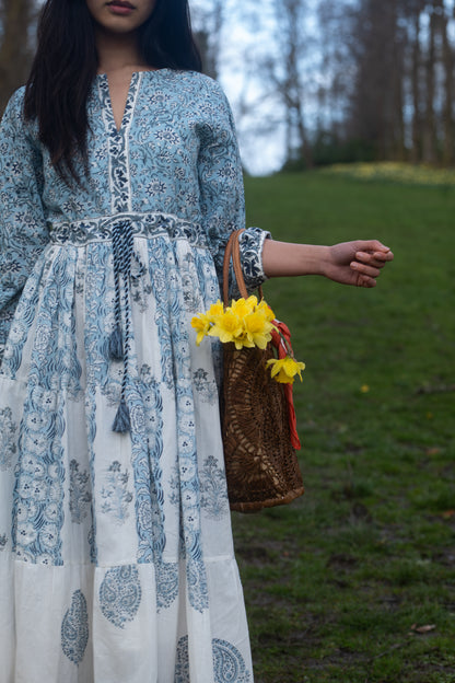 Blue Blossom Midi Dress