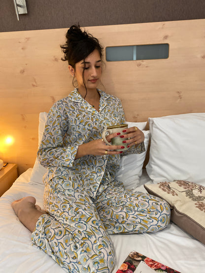 Lemonleaf handblock print Pyjama set