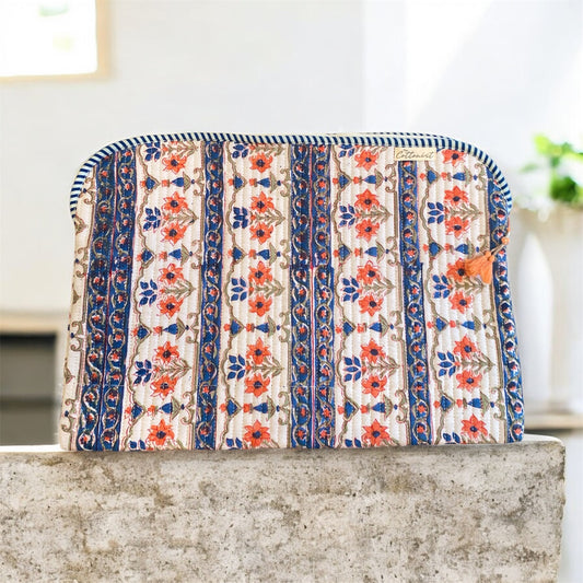 Coral & Blue Quilted Laptop Sleeve